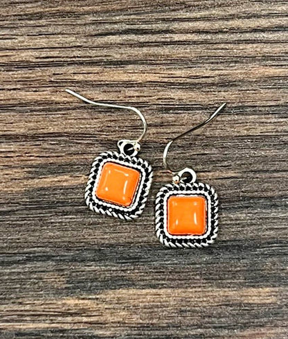 8mm Square Stone Earrings (3 Colors)