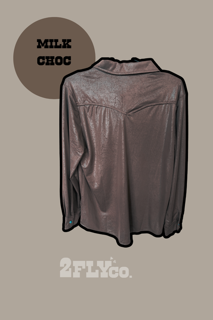 Leather Lux Turquoise Button Up
