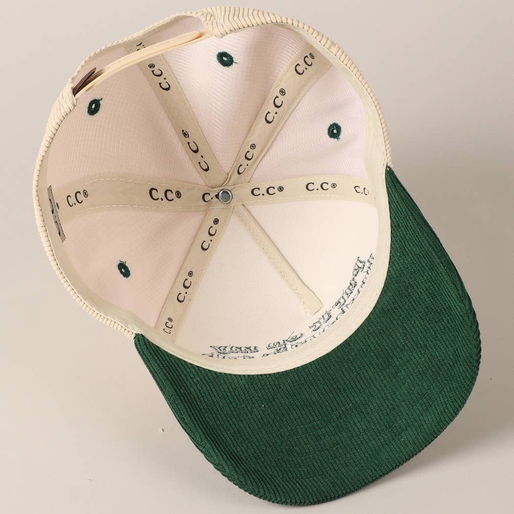 Put it on my husband's tab Two-Tone Corduroy Cap: Beige / ONE SIZE