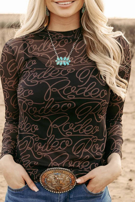 Rodeo Long Sleeve Mesh Top