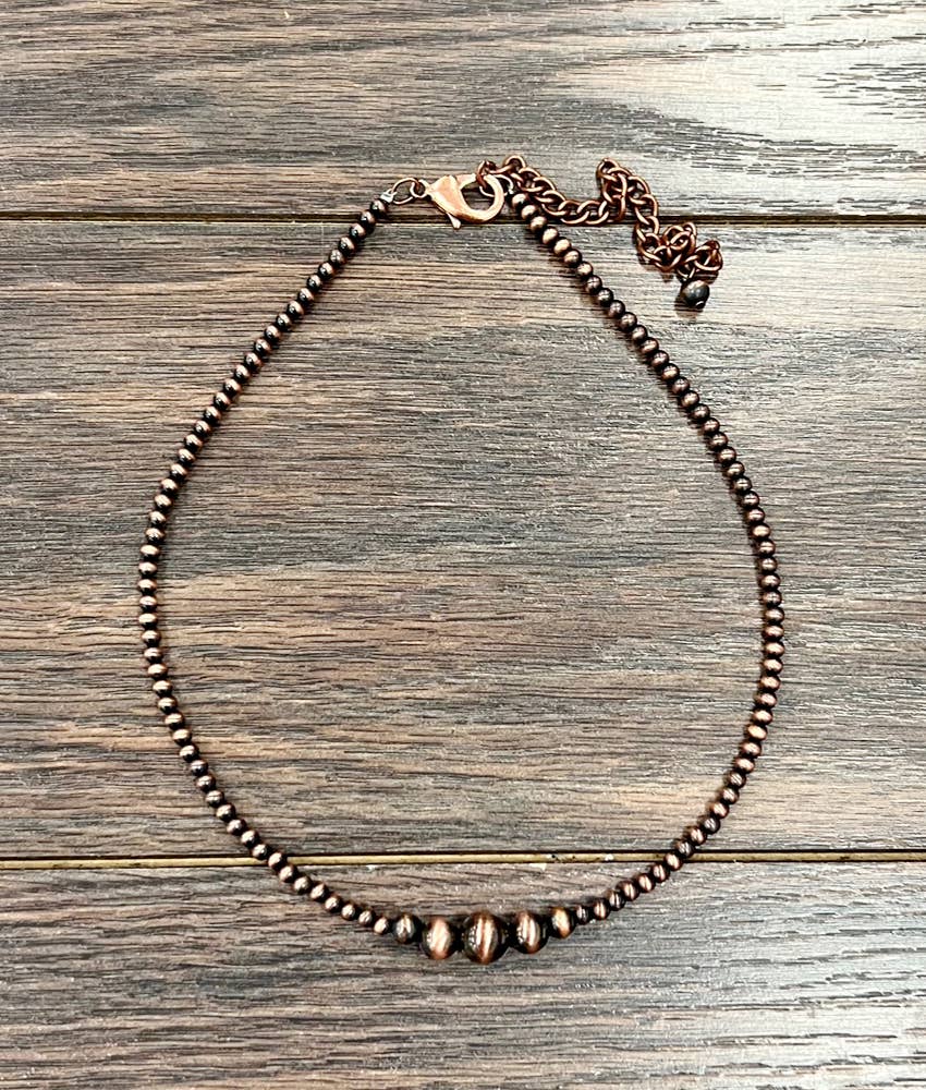 735893, Handmade 15" Copper Navajo Bead Necklace