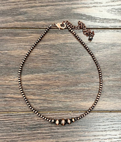 735893, Handmade 15" Copper Navajo Bead Necklace