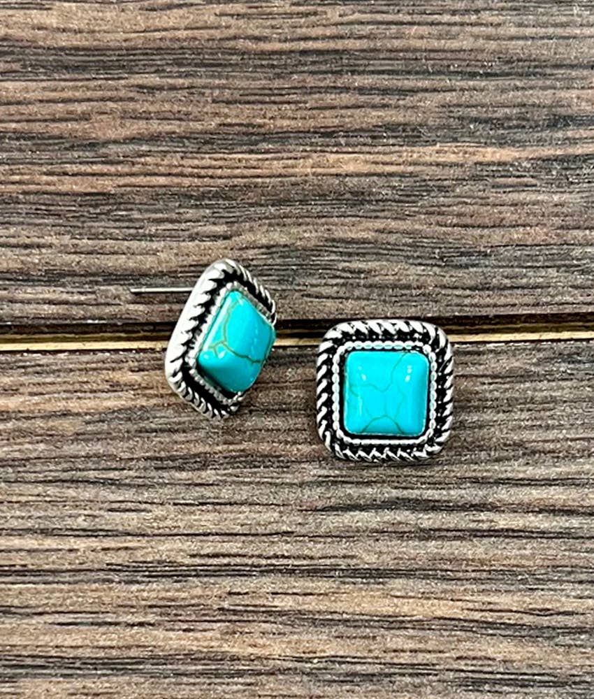 Square Stone Stud Earrings