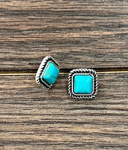 Square Stone Stud Earrings