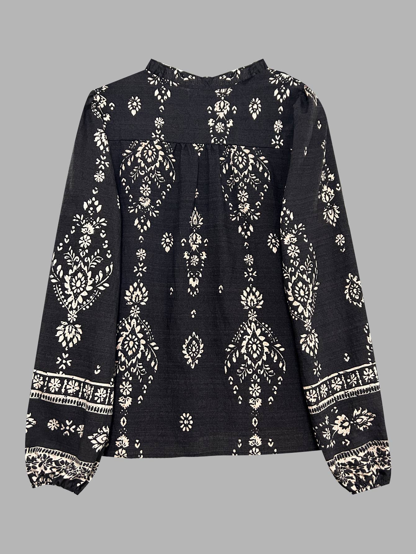 Retro Bohemian Floral Print Blouse