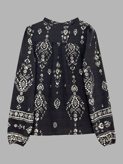 Retro Bohemian Floral Print Blouse