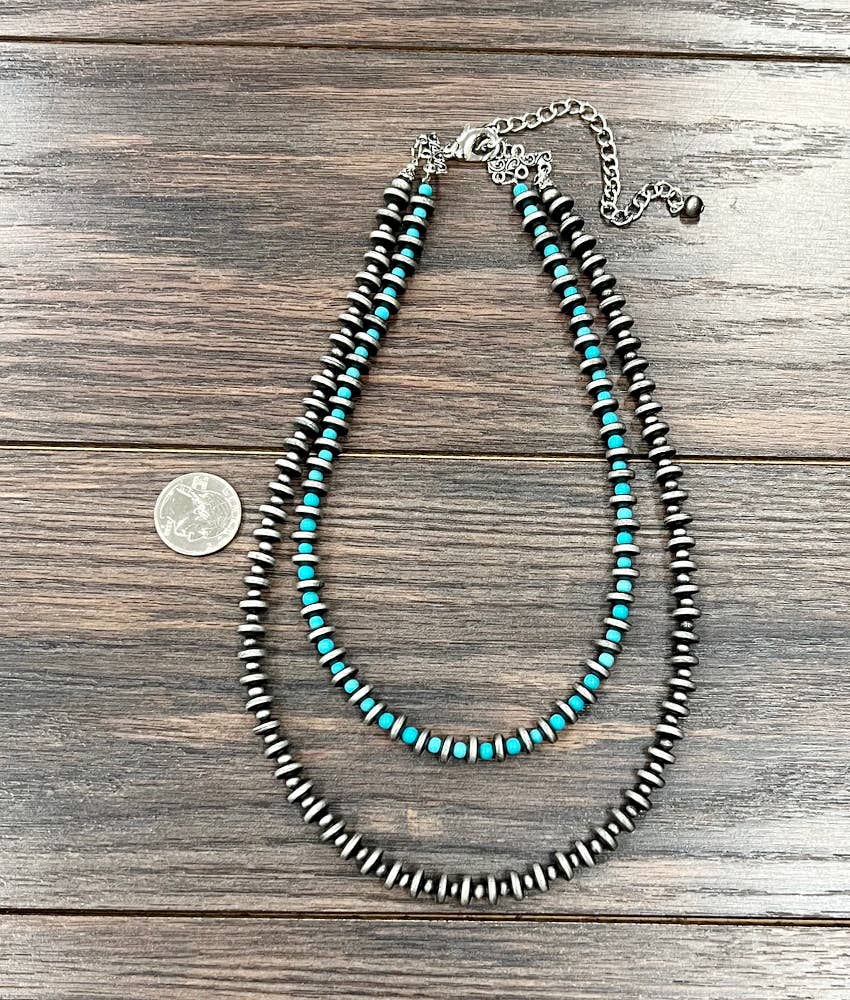 739511, Handmade 20" Rondelel Navajo Bead Necklace