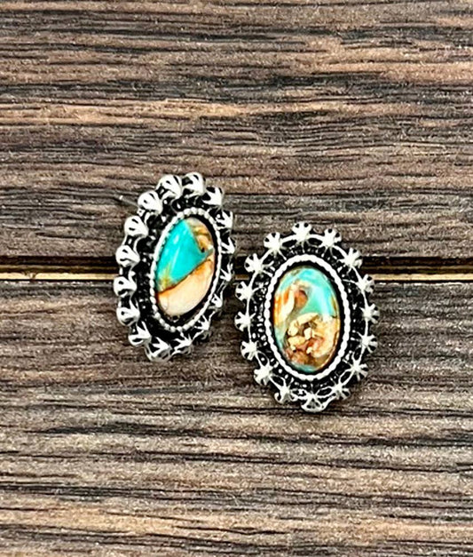 726451, 10mm Oval Gemstone Stud Earrings