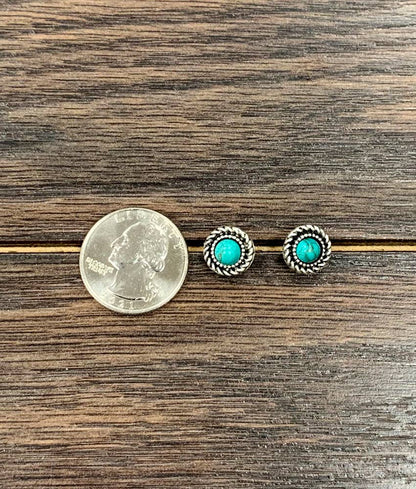 Round Turquoise Stud Earrings