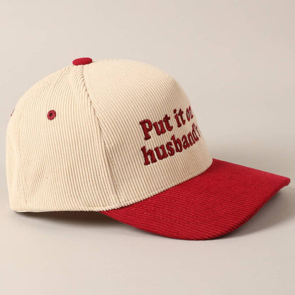 Put it on my husband's tab Two-Tone Corduroy Cap: Beige / ONE SIZE