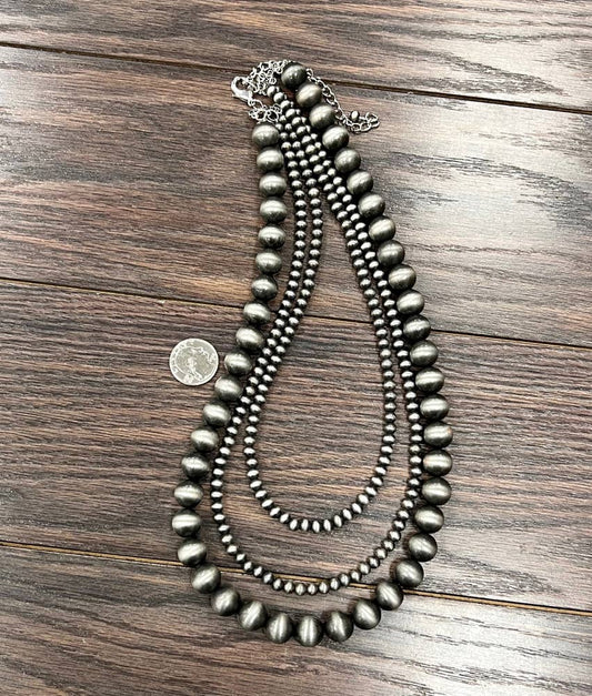 738320, Handmade 24" 3-strand Navajo Bead Necklace