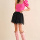 Elastic Waist Tulle Mesh Mini Skirt