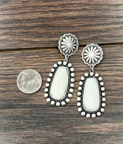 723167, White Turquoise Post Earrings