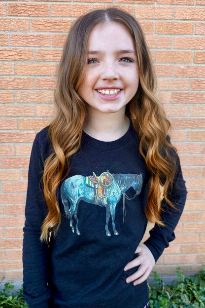 Mini Blu Roan Tee: 3T