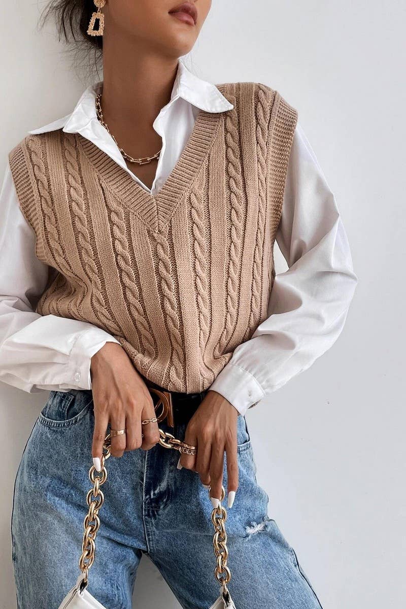 Cable Knit Sweater Vest