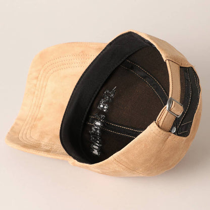 Cowboy Hat Text Embroidery Suede Baseball Cap: Black / ONE SIZE