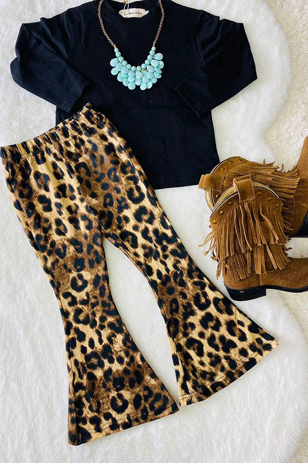 Black Top & Leopard Bells Kids Set