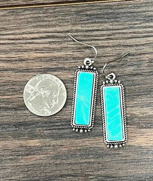 722008, Bar Turquoise Earrings