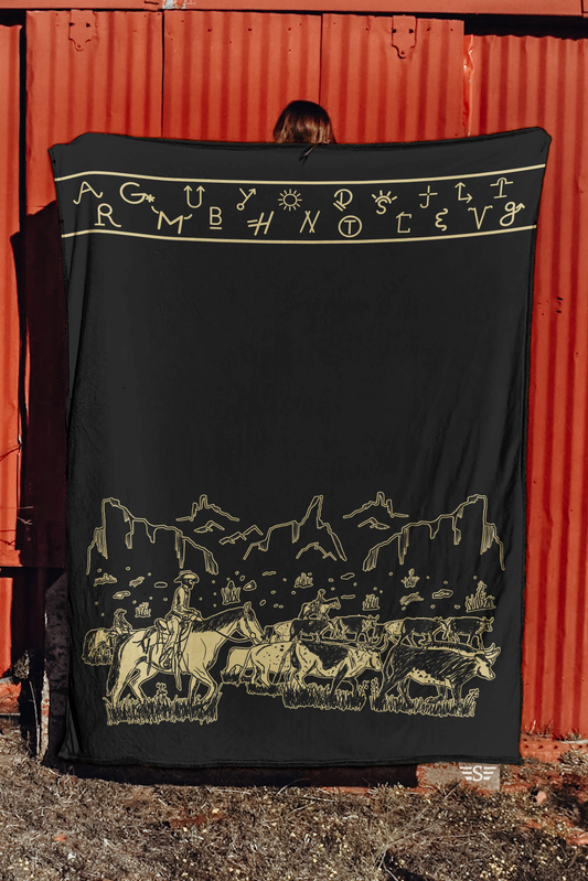 Cattle Drive Blanket: Black/ Tan