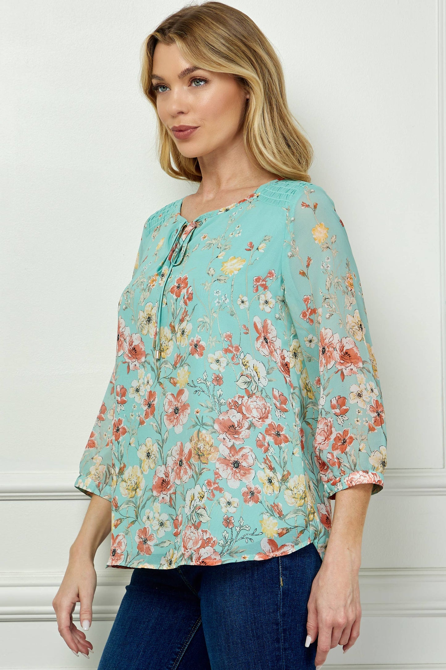 SEAFOAM FLORAL TOP