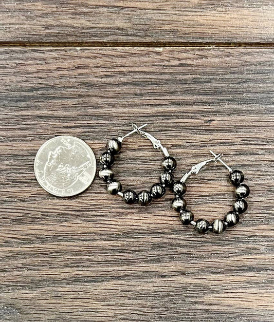 725634, Polish Navajo Bead Hoop Earrings