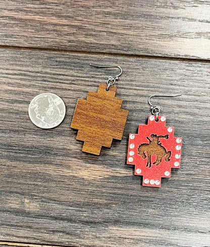 723619, Handmade Bronc Earrings