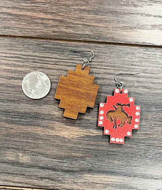 723619, Handmade Bronc Earrings
