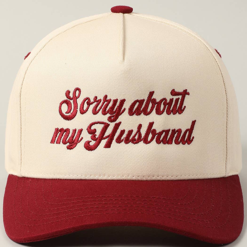 Sorry About My Wife / Husband Embroidery Two-Tone Canvas Cap: 1990-BLACK-WIFE / ONE SIZE
