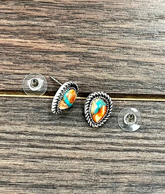 726240, 10mm Drop Gemstone Stud Earrings