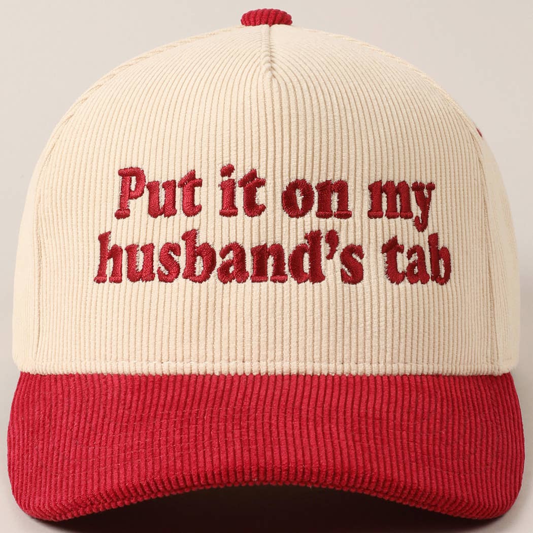 Put it on my husband's tab Two-Tone Corduroy Cap: Beige / ONE SIZE