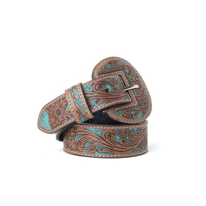 Western Leather Belt in Bronco Sky