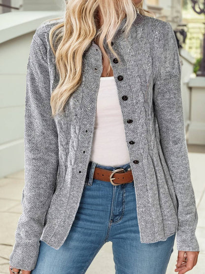 Cable Cardigan Sweater: High-rise