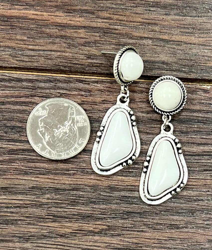725712, White Turquoise Post Earrings