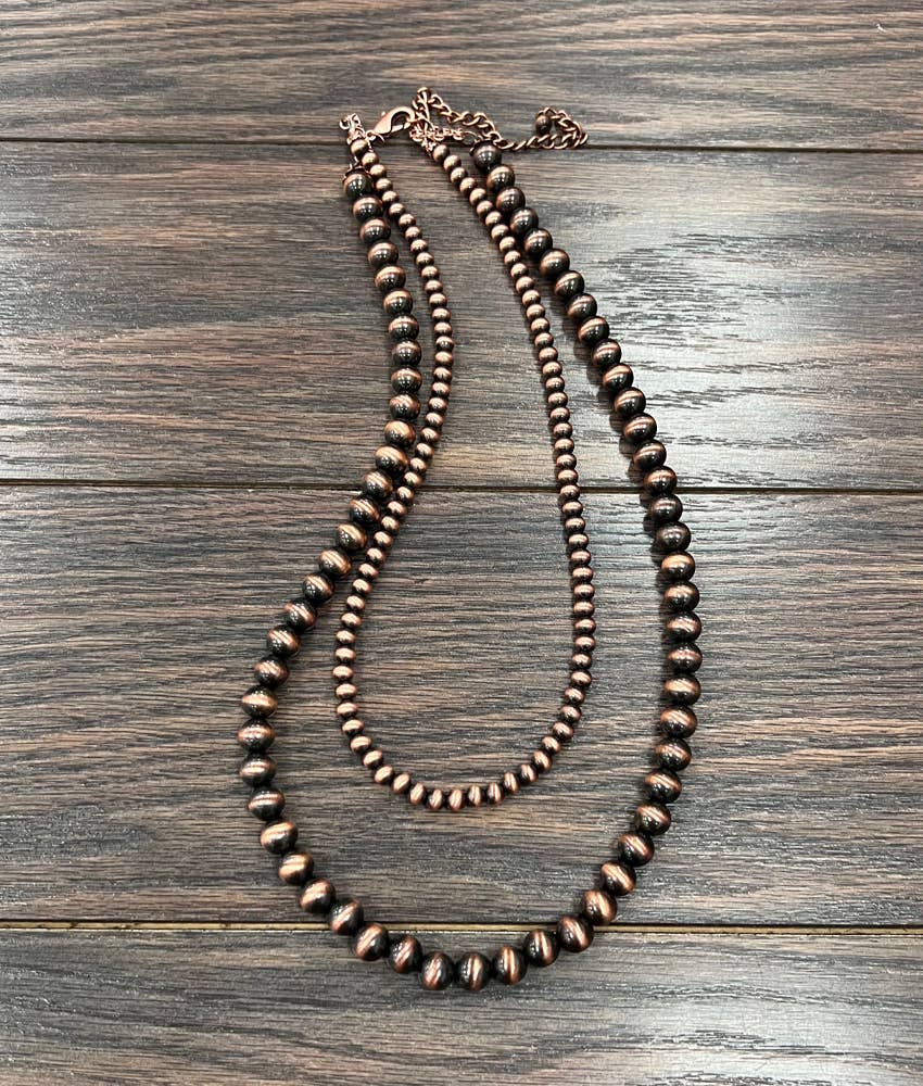 737054, Handmade 24" Copper Navajo Bead Necklace