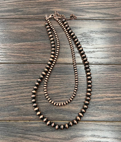 737054, Handmade 24" Copper Navajo Bead Necklace