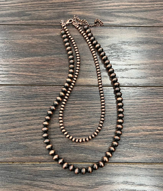 737054, Handmade 24" Copper Navajo Bead Necklace