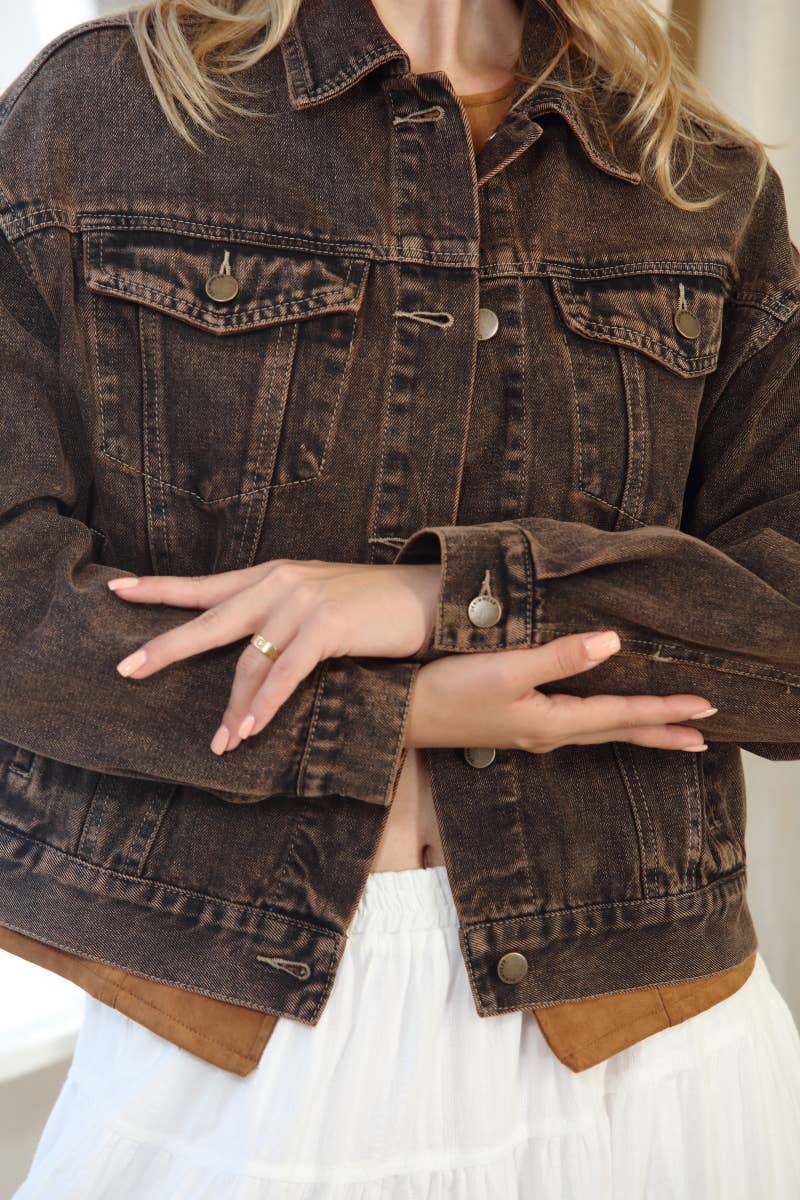 Vintage Oversized Denim Washed Trucker Jacket