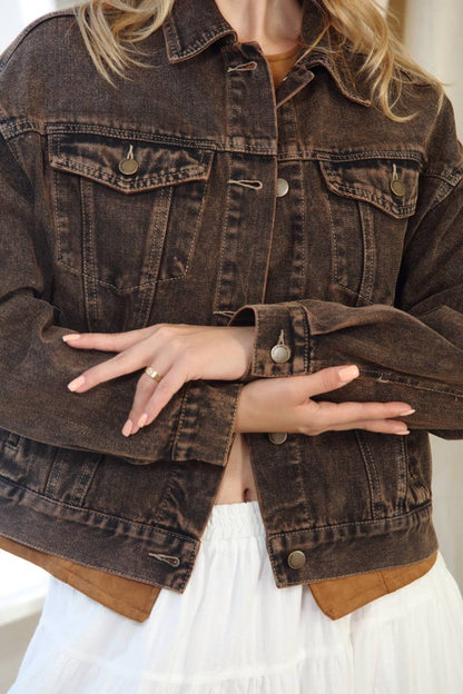 Vintage Oversized Denim Washed Trucker Jacket