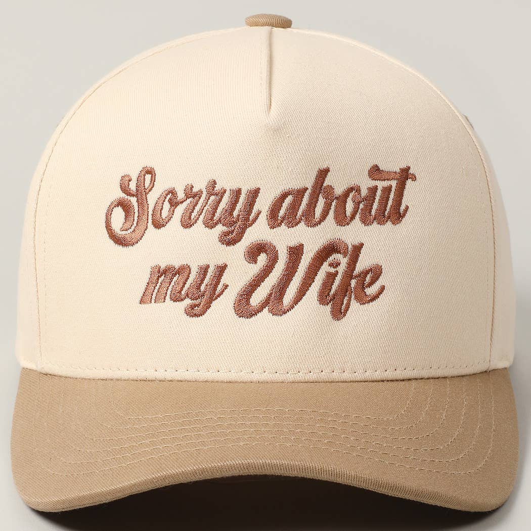Sorry About My Wife / Husband Embroidery Two-Tone Canvas Cap: 1990-BLACK-WIFE / ONE SIZE