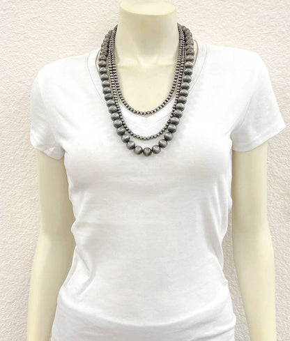 738320, Handmade 24" 3-strand Navajo Bead Necklace