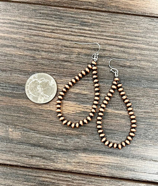 725924, Handmade Copper Navajo Bead Earrings