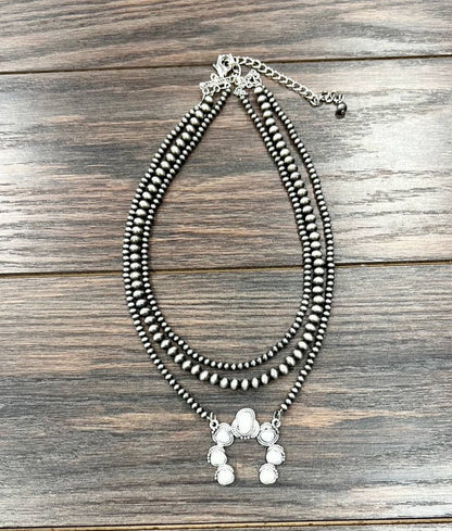 739412, Handmade Squash Naha White Turquoise Necklace