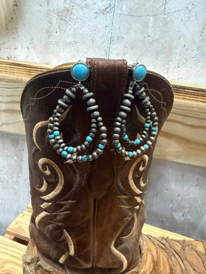 Navajo Bead Dangle Earrings with Turqoise Accent