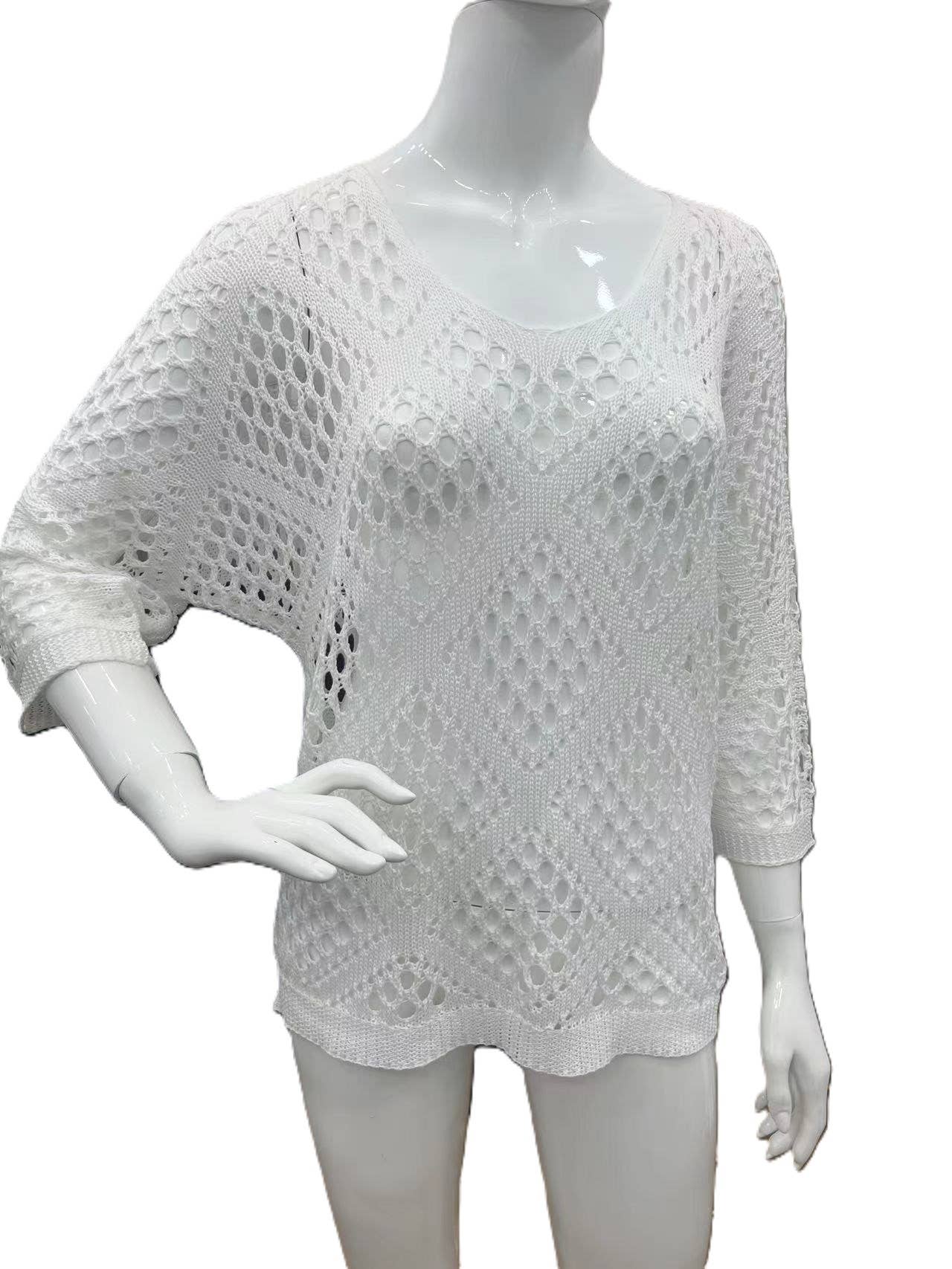 Diamond Cut-Out Blouse (Two Colors)