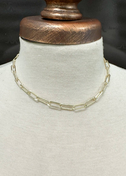 Cable and Paperclip Chain Necklace