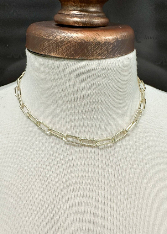 Cable and Paperclip Chain Necklace