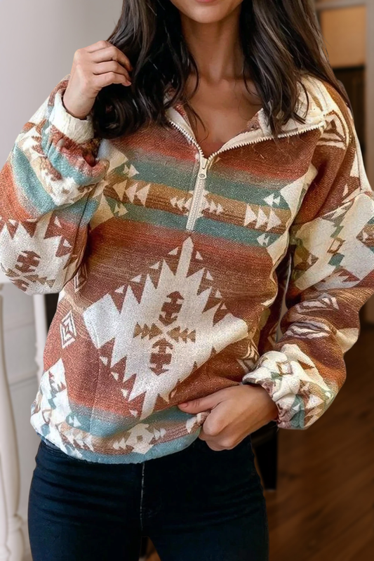 Aztec Quarter Zip Sweatshirt