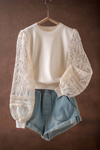 Lace Sleeve Sweater