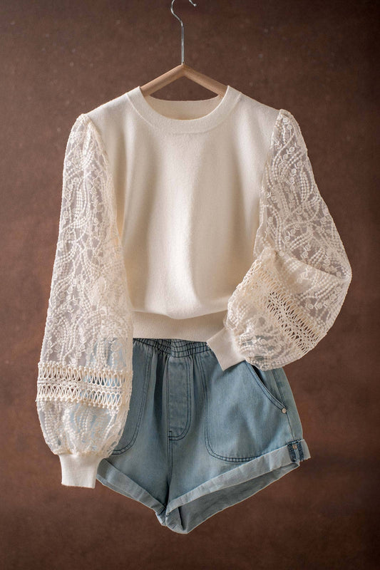 Lace Sleeve Sweater