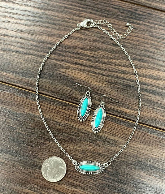 734267, Turquoise Necklace Earrings Set